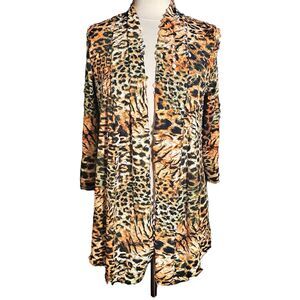 Pleats Collection By Pings Imports Tunic Cardigan Sz S Animal Print Laser Cut